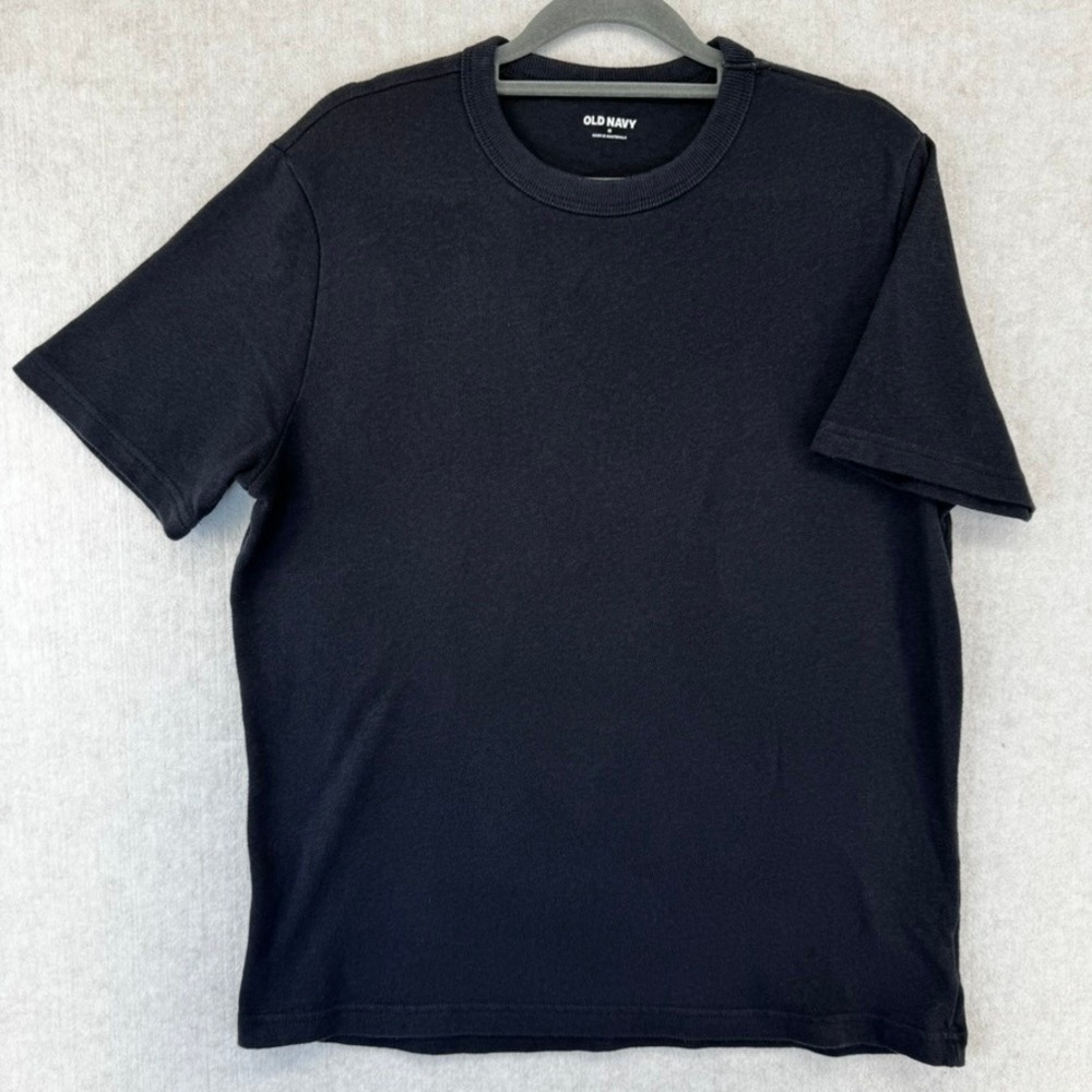 Old Navy Mens Medium Black Crew Neck Short Sleeve T-Shirt Solid Thick Essential